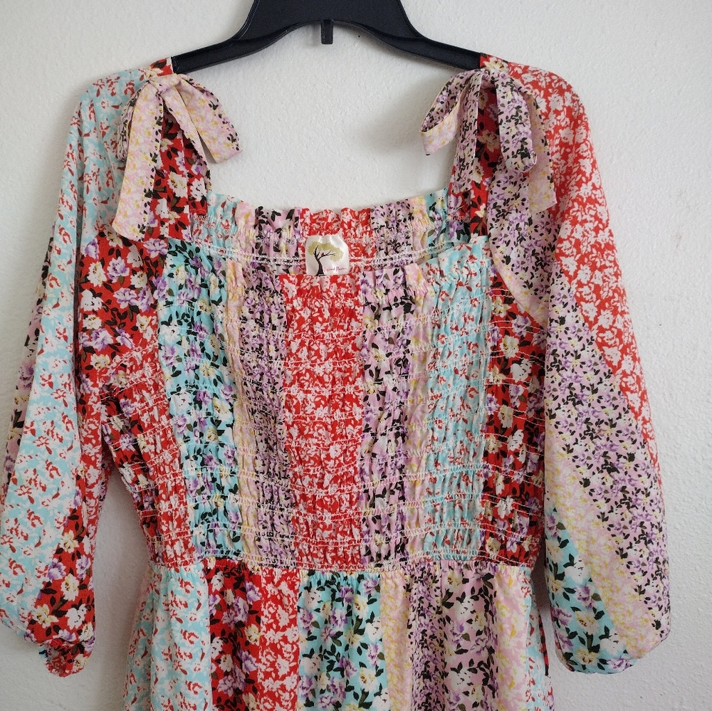 Fig And Flower Multi Pattern Multicolor Smocked F… - image 2